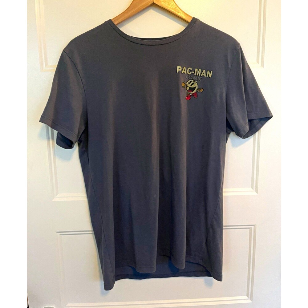 PAC-MAN Men's Gray Comic Graphic Logo Crew Neck Short Sleeve T-Shirt Size L